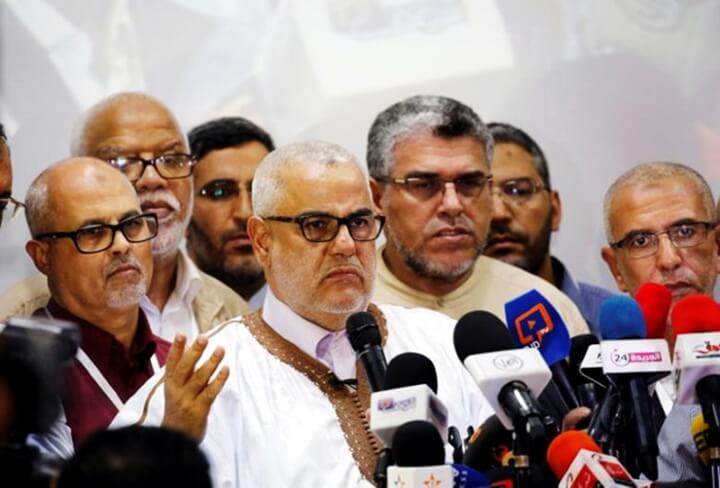 Abdelilah Benkirane, secretary-general of Morocco's Islamist Justice and Development Party (PJD) speaks during a new conference at the party's headquarters in Rabat, Morocco early October 8, 2016. REUTERS/Youssef Boudlal