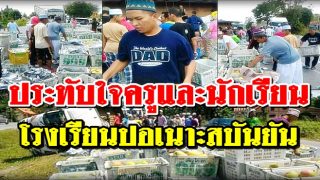รถบรรทุกมะม่วง เทกระจาด ประทับใจชาวบ้านและนักเรียนโรงเรียนปอเนาะสบันยัน ช่วยเก็บ